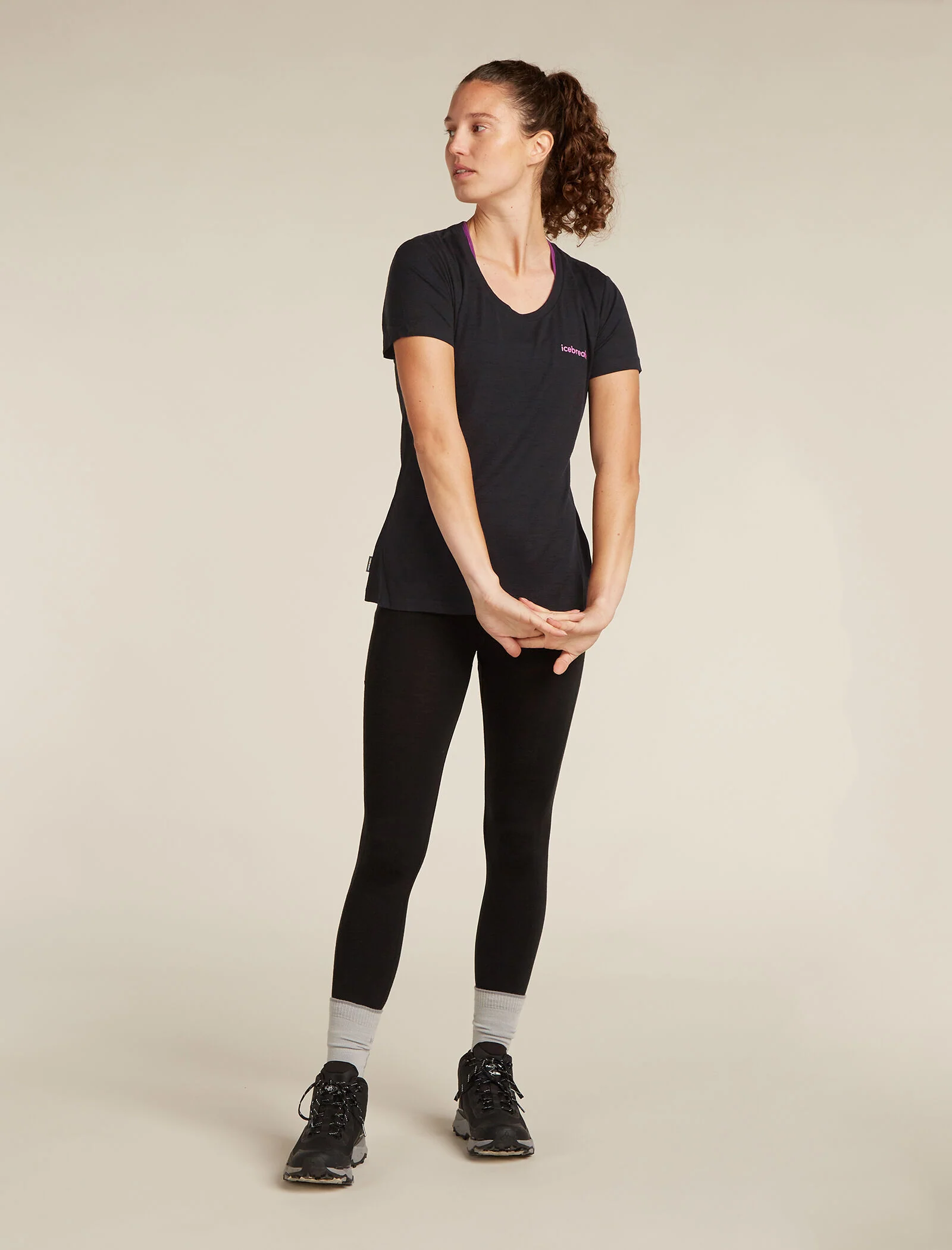 Women's Merino 150 Tech Lite Short Sleeve Scoop T-Shirt Tee IB Wordmark - Image 3