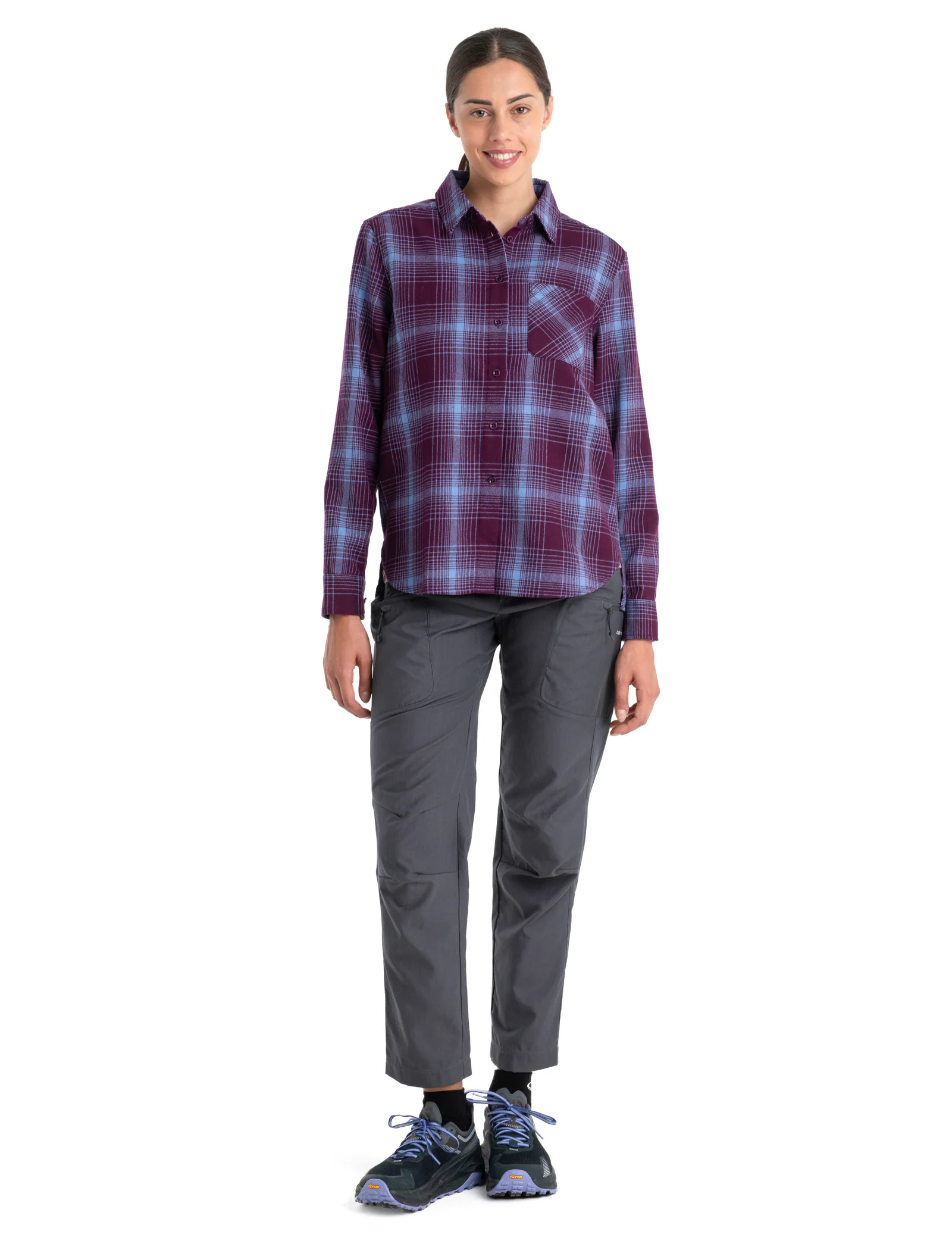 Women's Merino 200 Dawnder Long Sleeve Flannel Shirt Plaid - Image 3