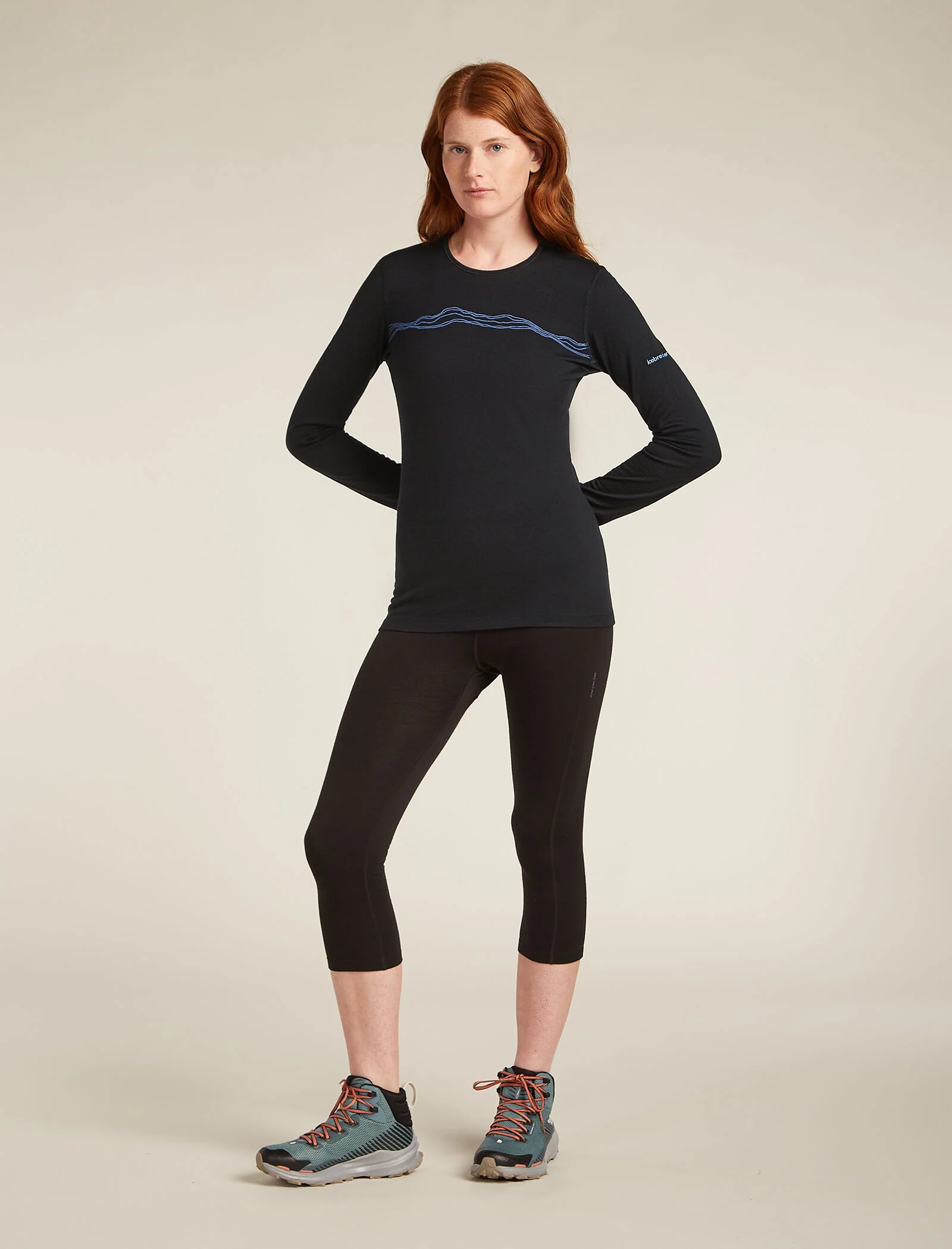 Women's Merino 200 Oasis Long Sleeve Crew Mountain Pulse Thermal Top - Image 3