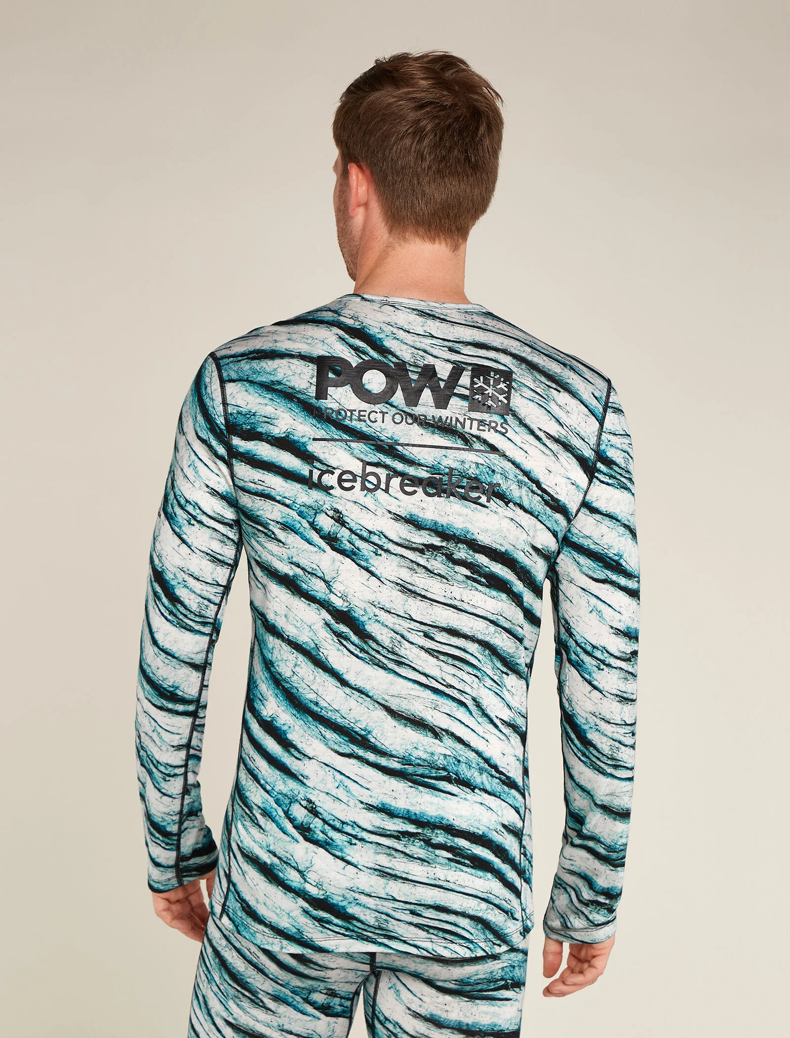Men's Merino 200 Oasis Long Sleeve Crew Thermal Top Protect Our Winters AOP - Image 2
