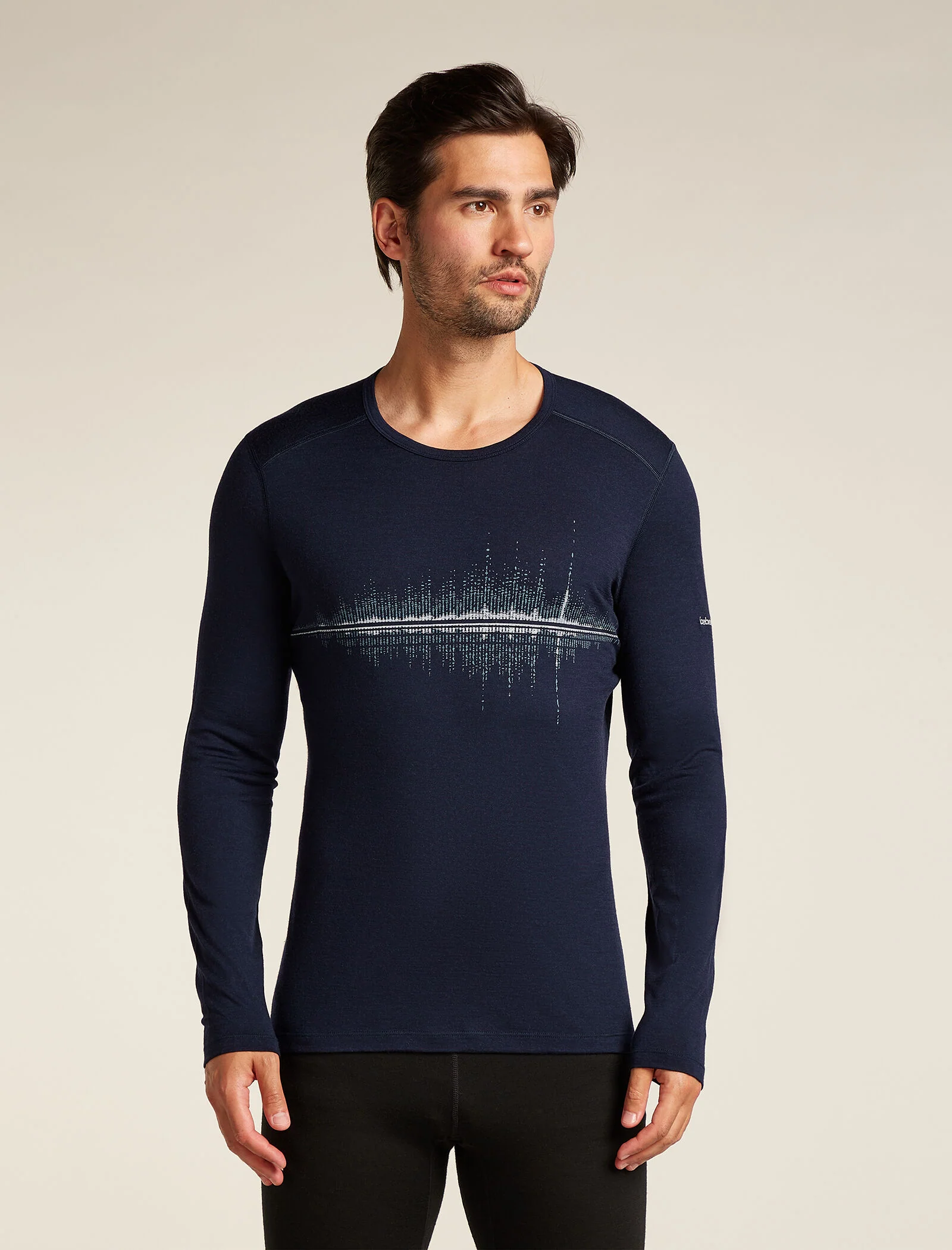 Men's Merino 200 Oasis Long Sleeve Crew Thermal Top Snow Wave