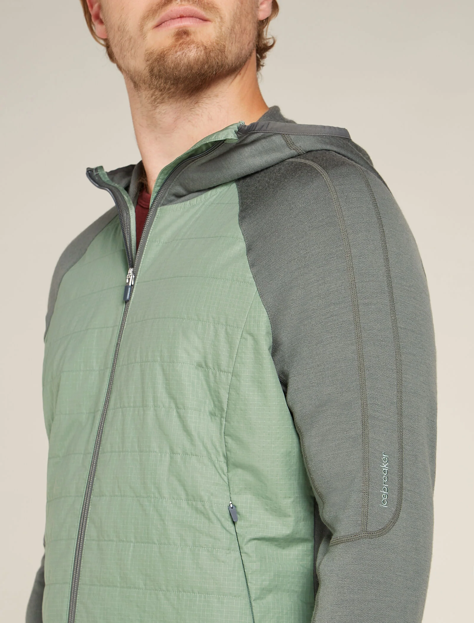 Men's Merino Blend Quantum Hybrid Long Sleeve Zip Hoodie - Image 6