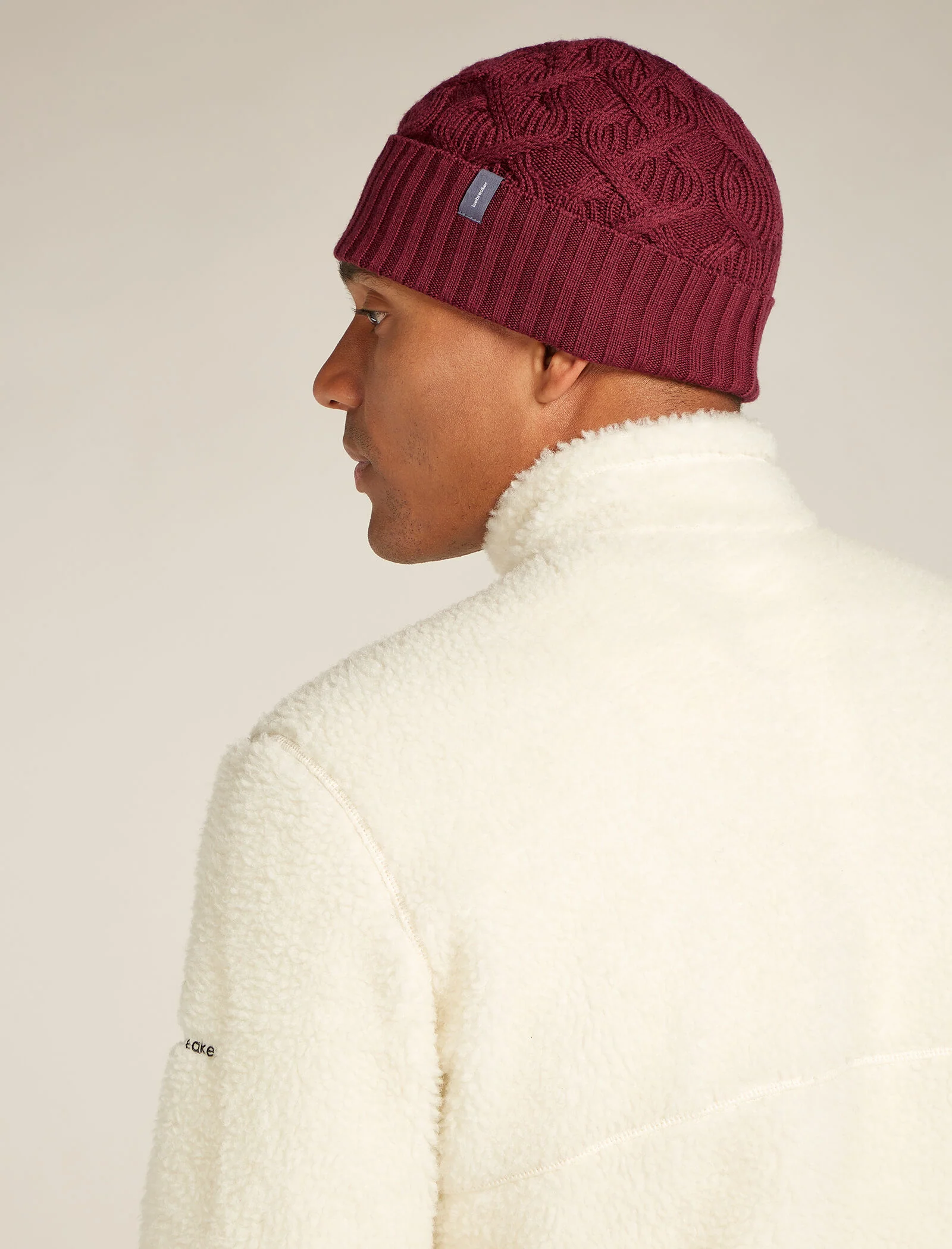 Unisex Merino Cable Knit Beanie - Image 3