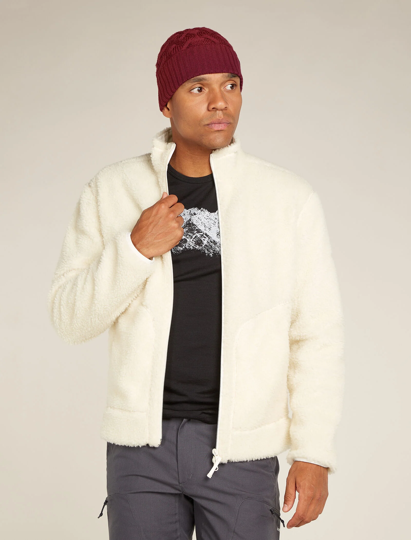Unisex Merino Cable Knit Beanie - Image 5