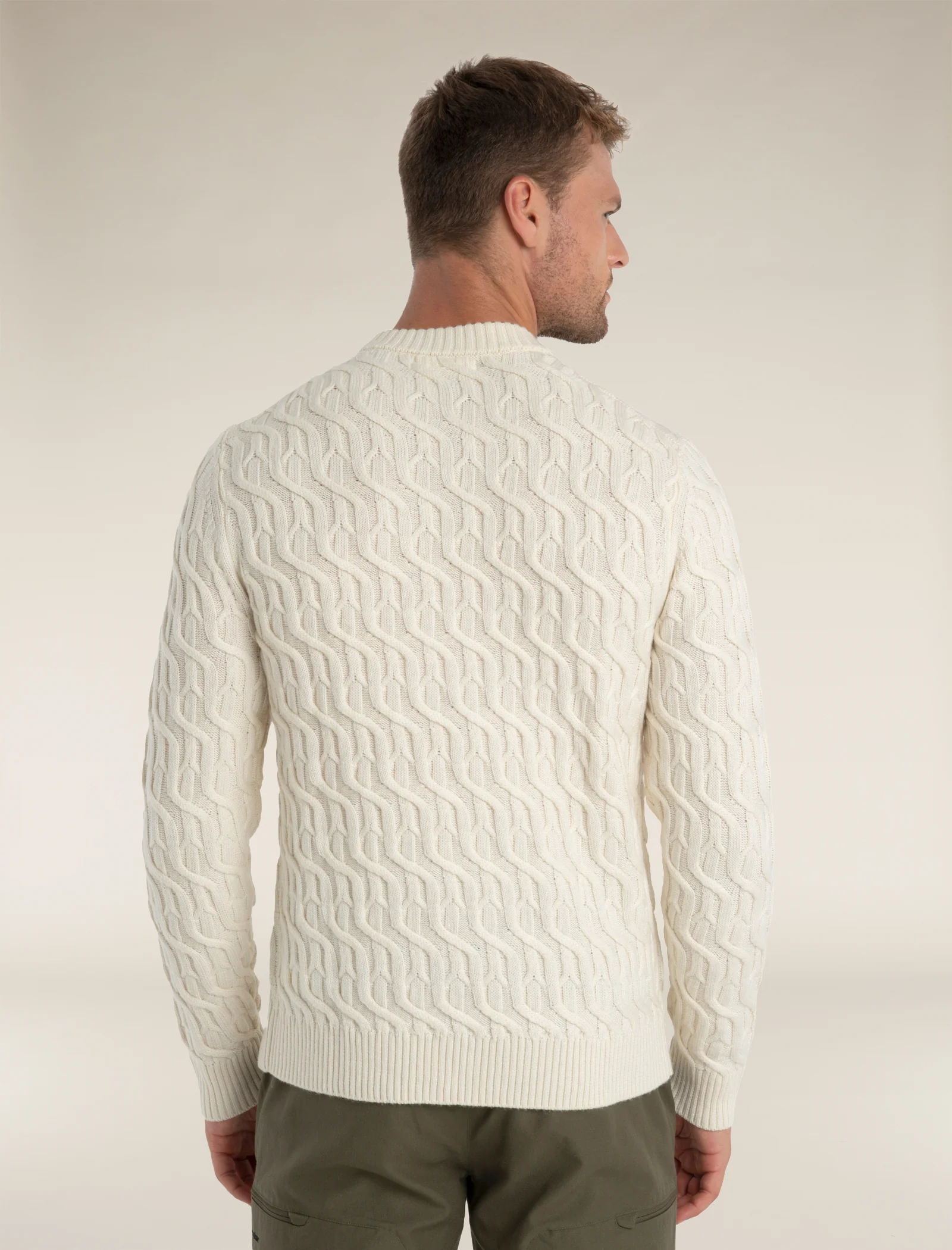 Men's Merino Cable Knit Crew Sweater - Image 2