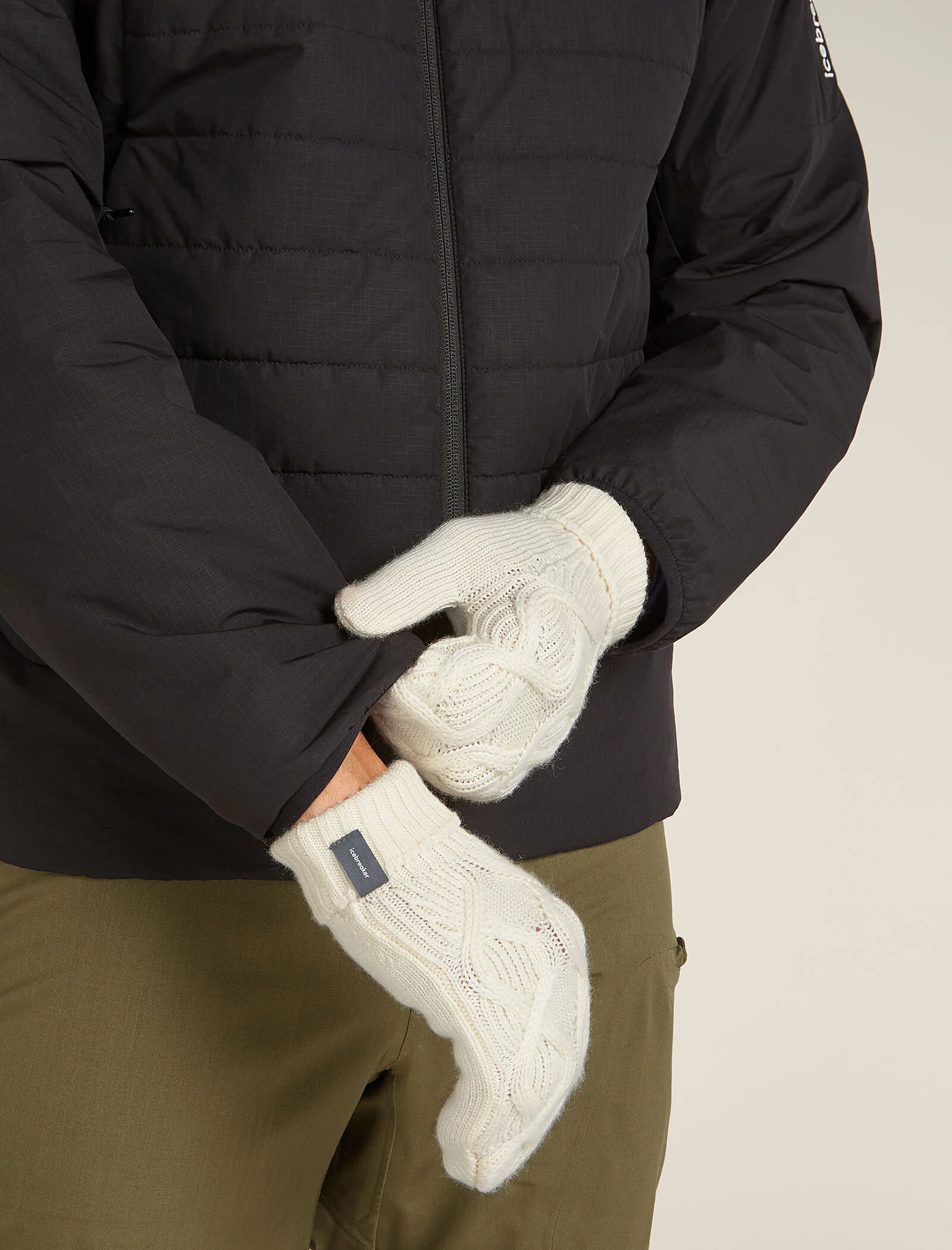 Unisex Merino Cable Knit Mittens - Image 5