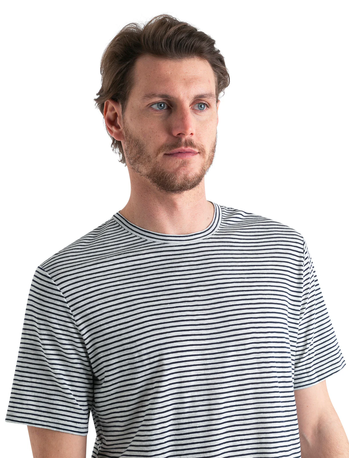 Men's Merino Linen T-Shirt Stripe - Image 4