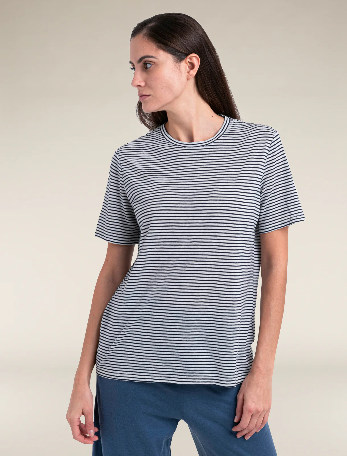 Women's Merino Linen T-Shirt Stripe
